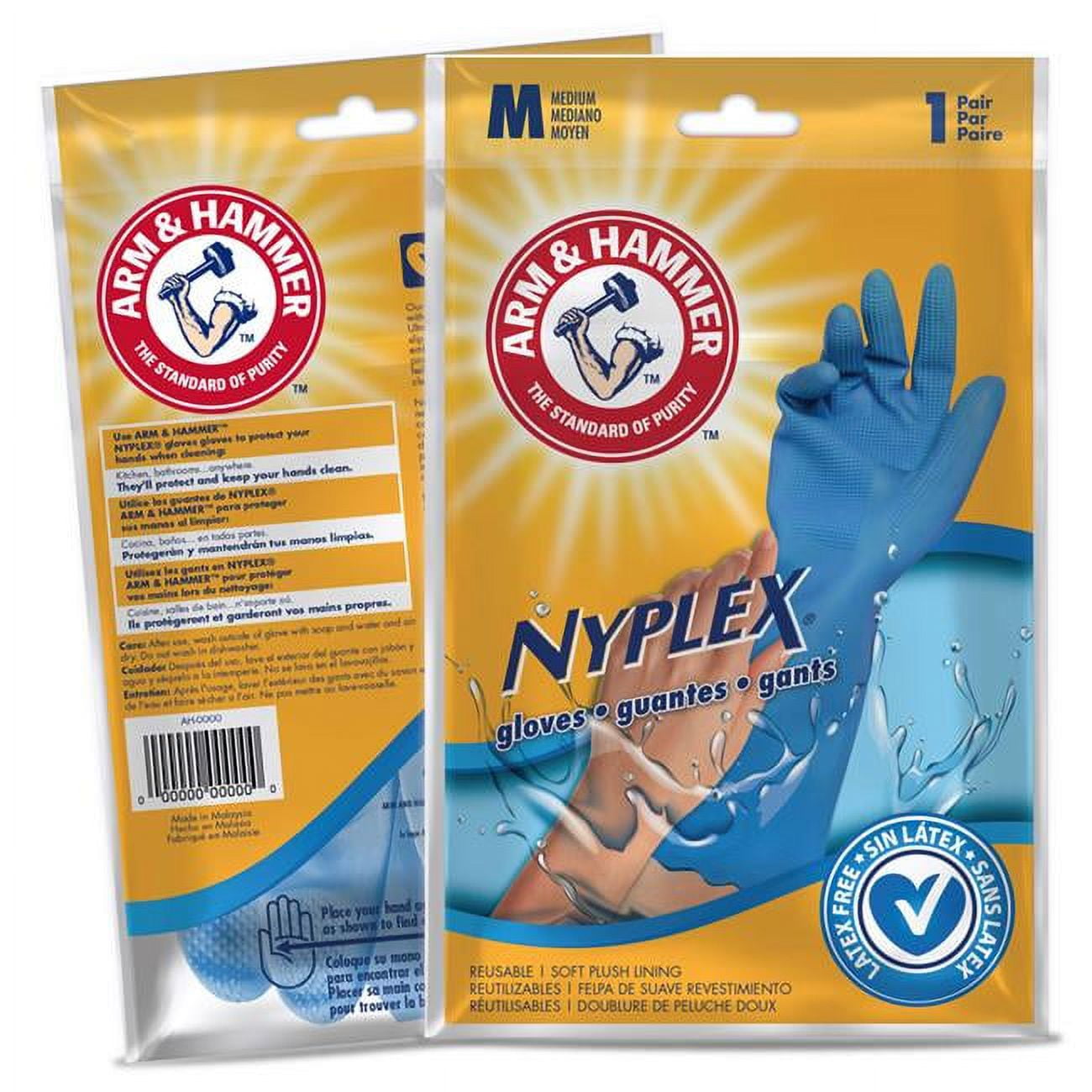 Arm & Hammer 6031848 Nyplex Vinyl Cleaning Gloves, Blue Medium 2 Count