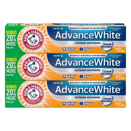 Arm & Hammer Advance White Extreme Whitening Toothpaste 7.2 oz. 3 Pack .