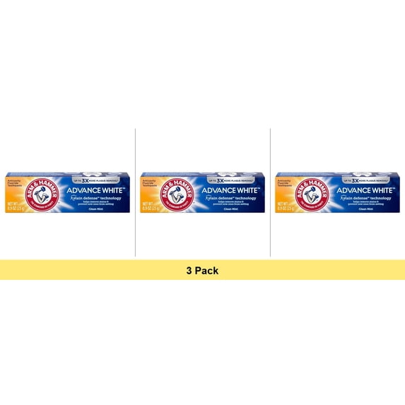 Arm & Hammer Advance White Toothpaste Travel Size 0.9oz - 3 Pack Bundle