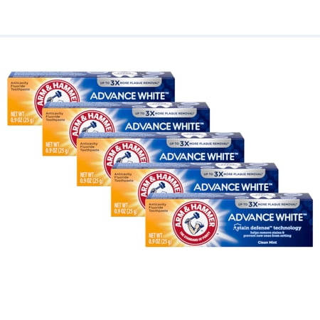 Arm & Hammer Advance White Toothpaste, Travel Size (0.9oz) - Pack of 5
