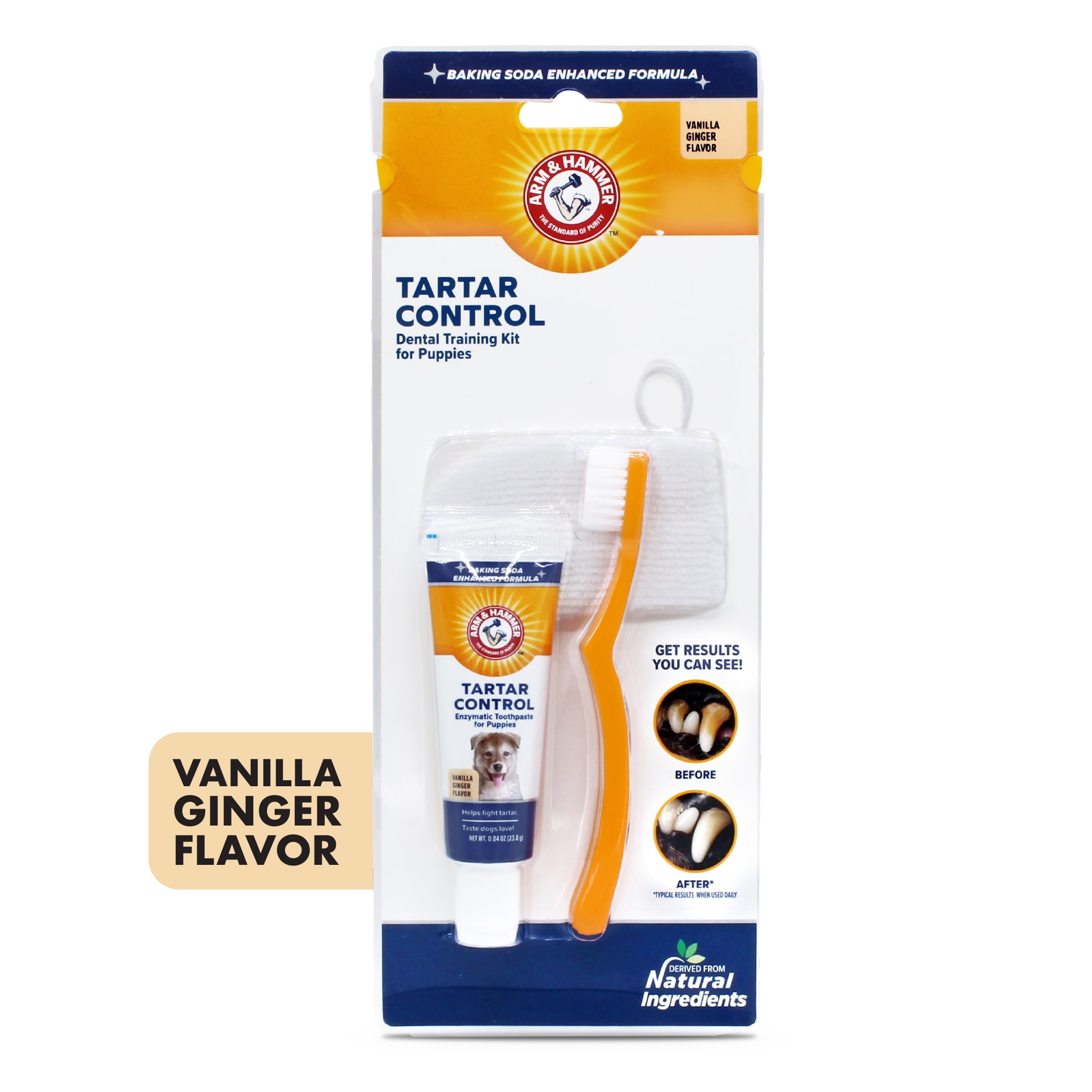 Arm & Hammer For Pets Tartar Control Dental Toothbrushing Training Kit for puppies Vanilla Ginger Flavor