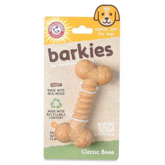 Arm & Hammer: Barkies 5" PP+Pine Saw Dust Classic Bone Dog Toy Peanut Butter Flavor