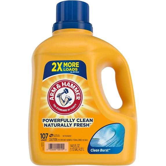 Arm & Hammer Clean Burst, 107 Loads Liquid Laundry Detergent, 144.5 Fl oz