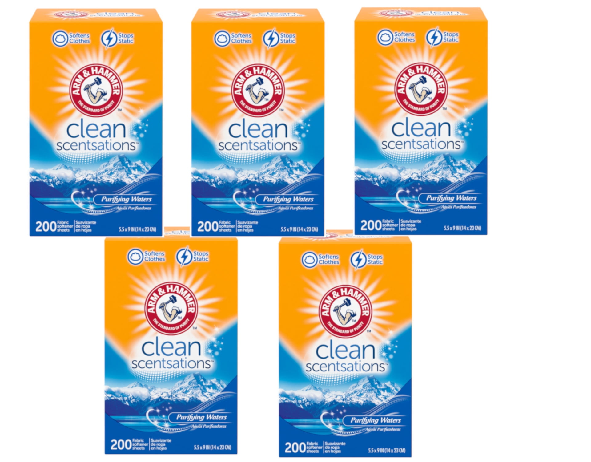 Arm & Hammer Clean Scentsations Fabric Softener Dryer Sheets, Purifying