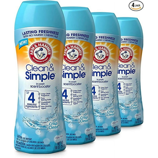 Arm & Hammer Clean & Simple Inwash Scent Booster Crisp Clean, 18oz (Pack of 4)