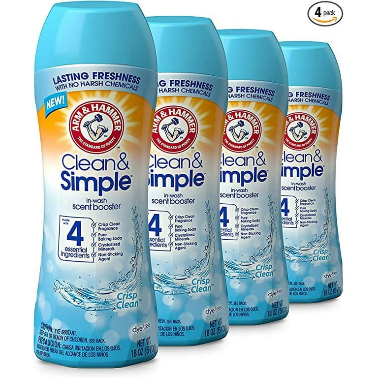 Arm & Hammer Clean & Simple In-wash Scent Booster - Crisp Clean, 18oz (Pack  of 4)