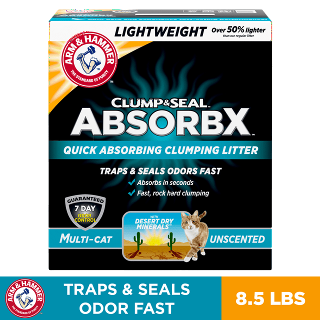 Arm & Hammer Clump & Seal AbsorbX Clumping Litter, MultiCat Unscented