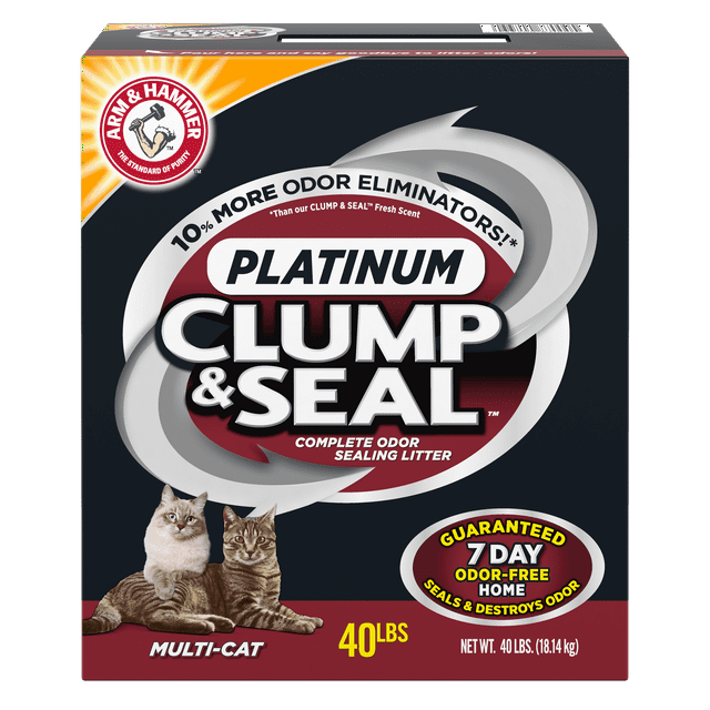 Arm & Hammer Clump Seal Platinum MultiCat Complete Odor Sealing Clumping Cat Litter, 14 Days of