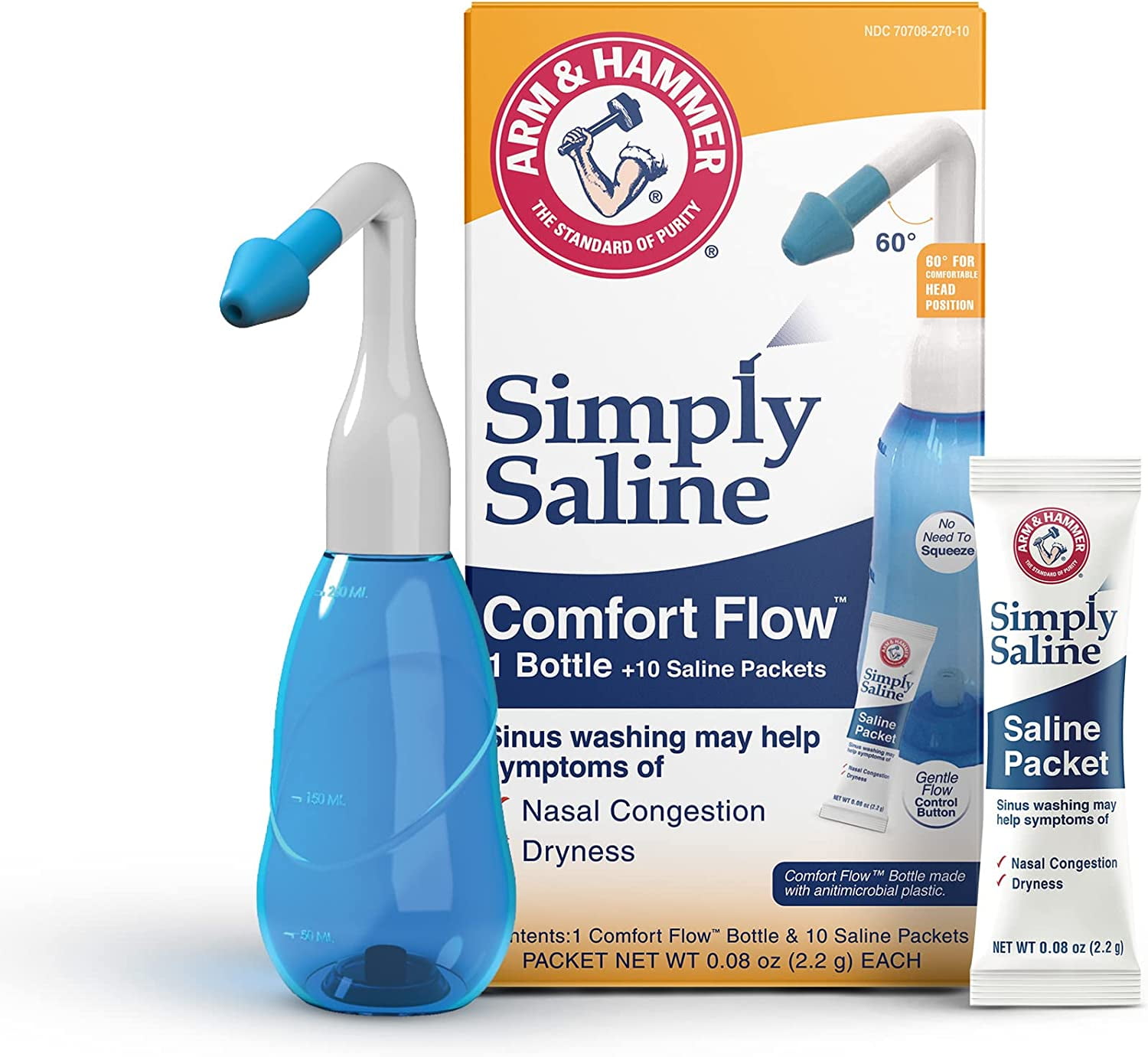 Arm & Hammer Comfort Flow with 10 Salt Packets, Nasal Rinse Sinus Wash