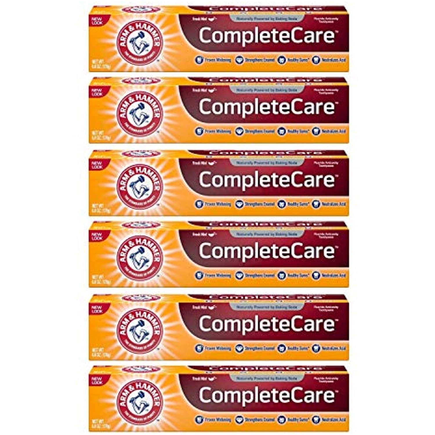 Arm & Hammer Complete Care Stain Defense Fluoride Anticavity Toothpaste, 6 Oz (Pack Of 6) (Packaging May Vary)