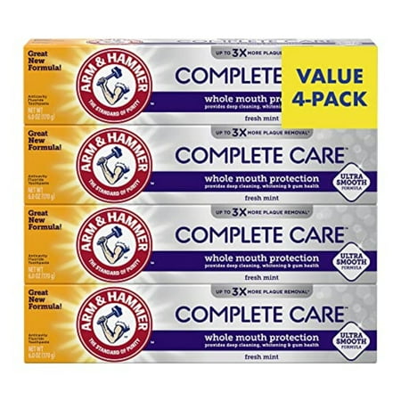 Arm & Hammer Complete Care Toothpaste with Baking Soda, Fresh Mint Flavor, Fluoride, 6.0 oz, 4 Pack