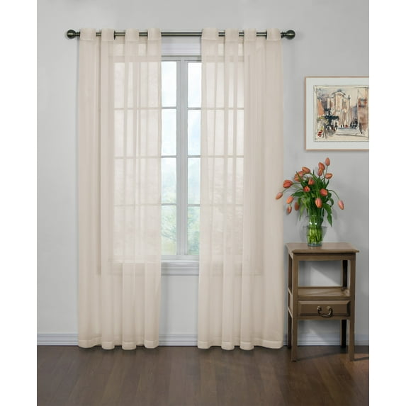 Arm & Hammer Curtain Fresh Odor-Neutralizing Sheer Voile Grommet Single Curtain Panel, Off-White, 59 x 95