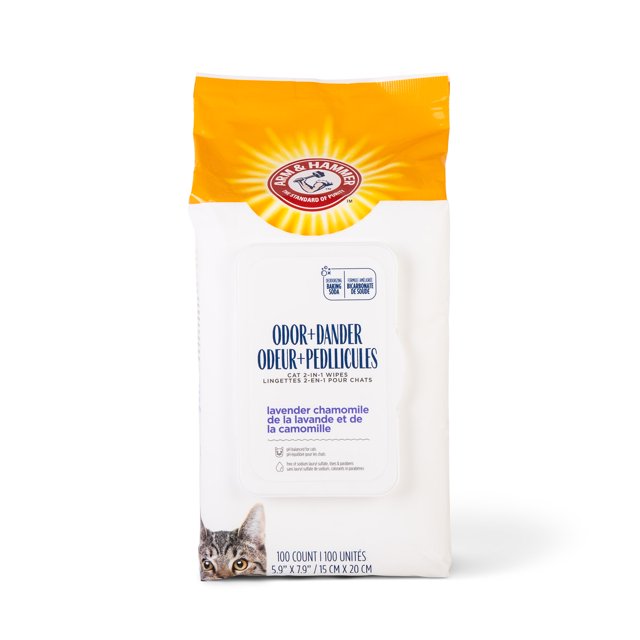 Arm & Hammer Dander Reducing Cat Wipes, 100 Count, Lavender Scent