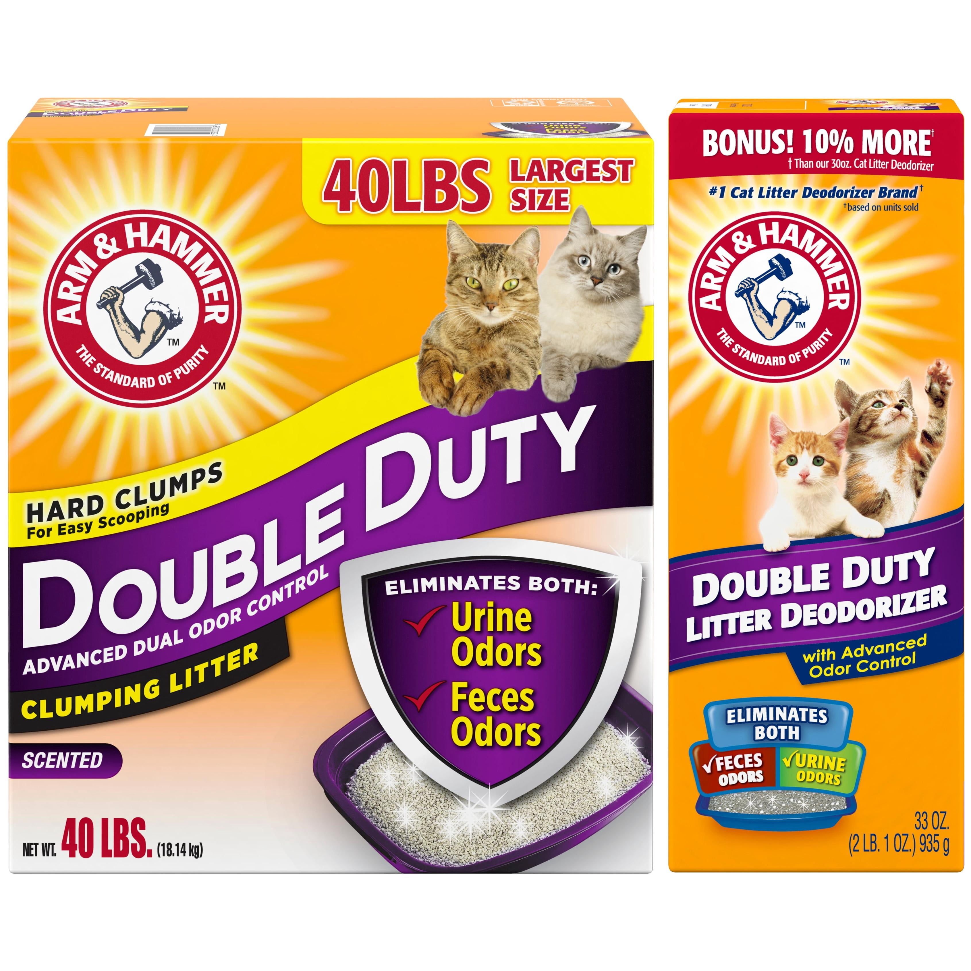 Arm & Hammer Double Duty Bundle: Advanced Odor Control Clumping Cat Litter, Scented, 40lbs + Litter Deodorizer/Pet Odor Eliminator
