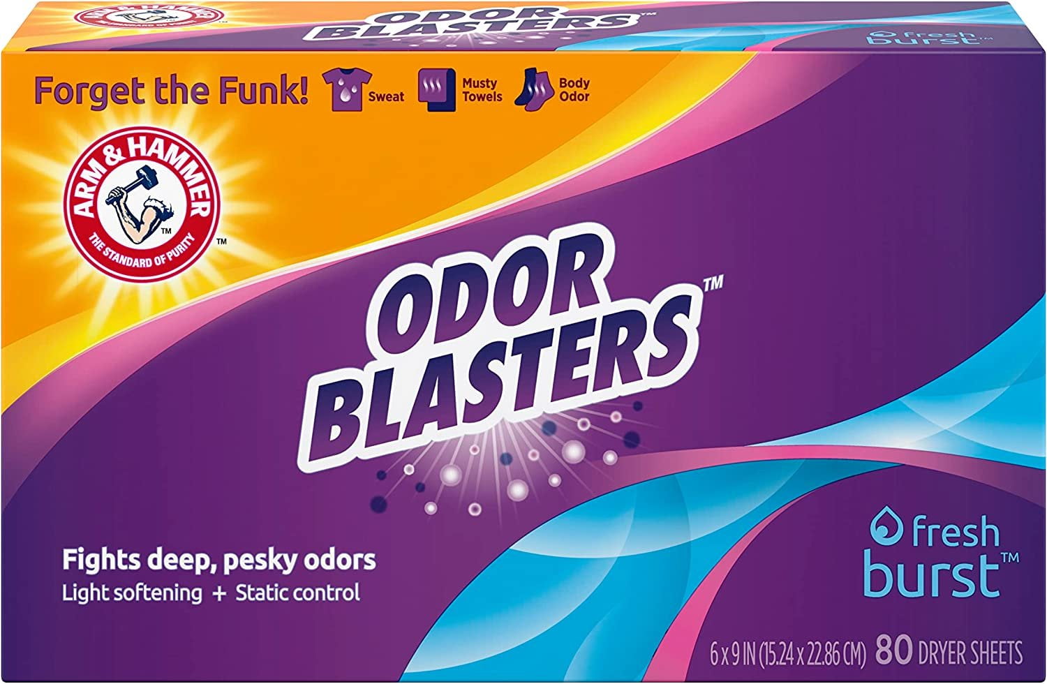 Arm & Hammer Dryer Sheet 80ct Odor Blaster Fresh Burst