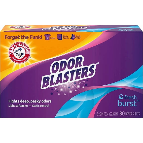 Arm & Hammer Dryer Sheet 80ct Odor Blaster Fresh Burst