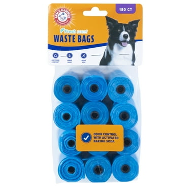 Arm & Hammer Durable Disposable Fresh Scent Dog Waste Bag Refills, Blue, 180 Count