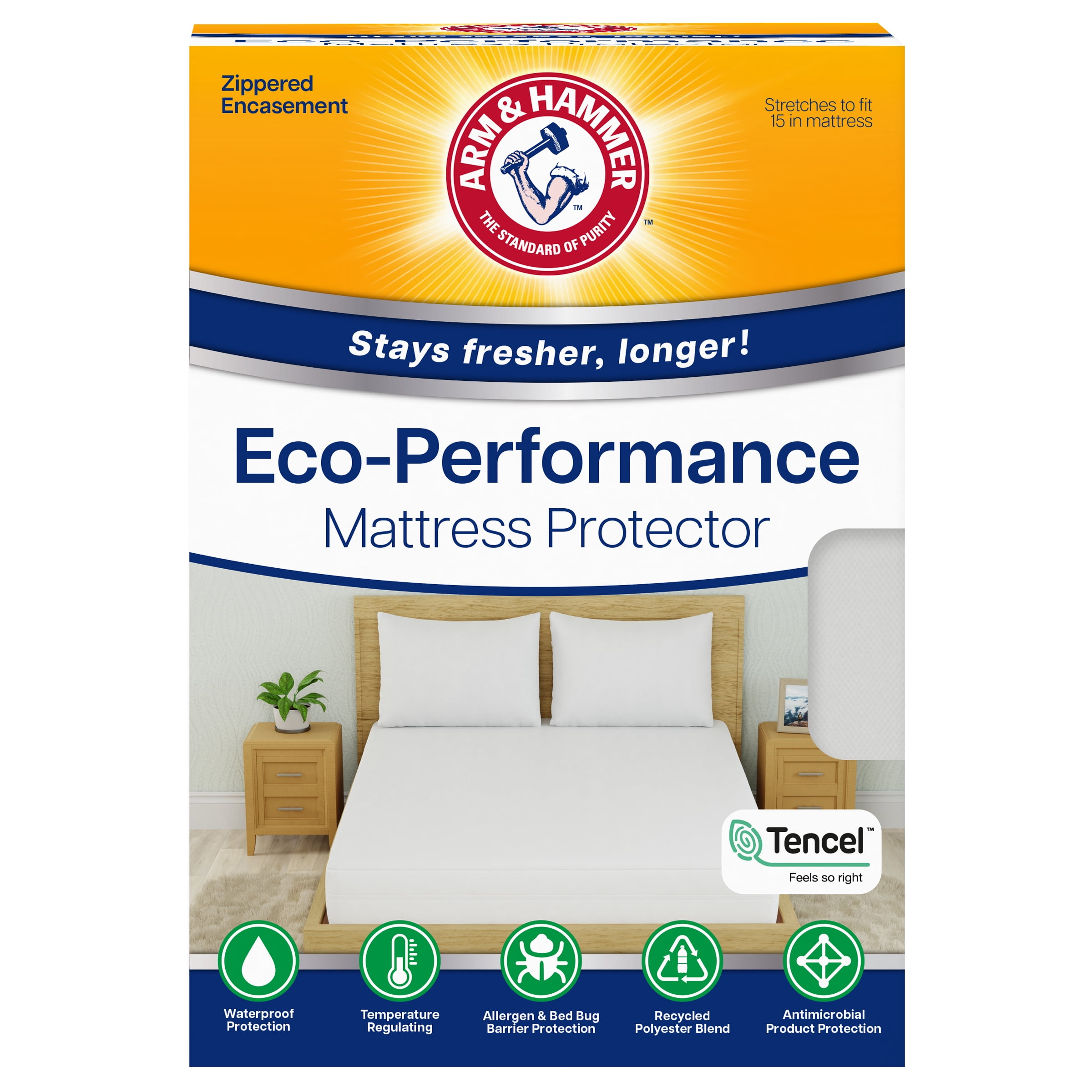 Arm & Hammer™ Eco Performance Zippered Mattress Protector with Tencel, Queen
