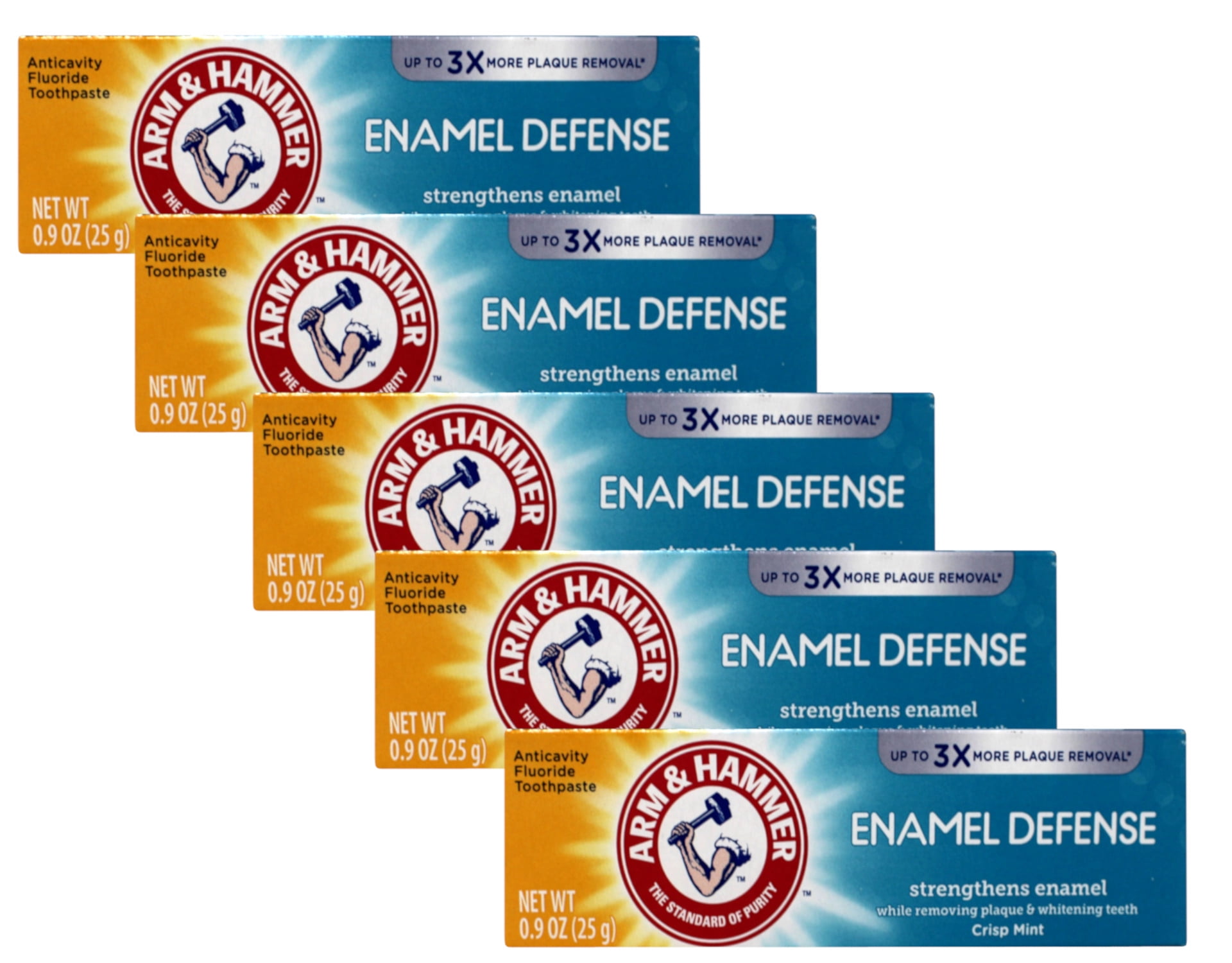 Arm & Hammer Enamel Defense Toothpaste, Travel Size (0.9 oz) Pack of 5