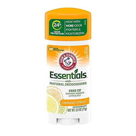 Arm & Hammer Essentials Deodorant Orange Citrus Solid Oval, 2.5 oz, 3 Pack