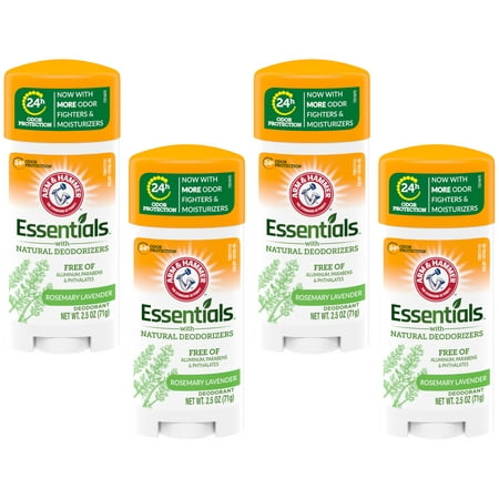 Arm & Hammer Essentials Deodorant Solid, Rosemary & Lavender, 2.5 oz (4 pack)