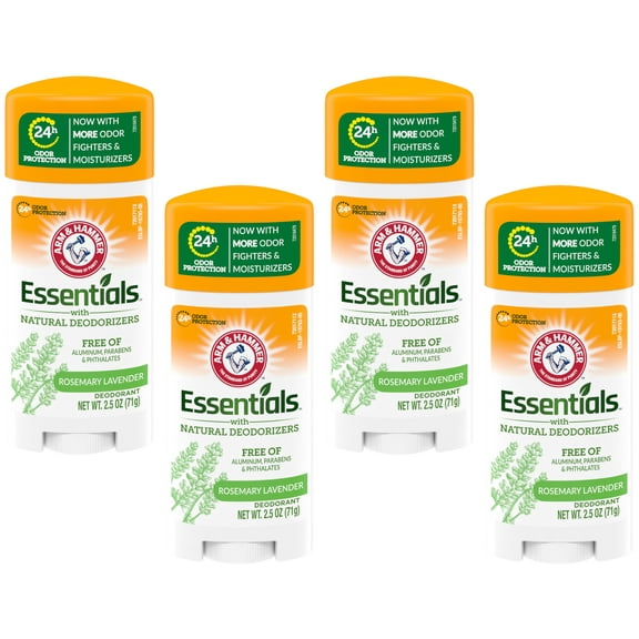 Arm & Hammer Essentials Deodorant Solid, Rosemary & Lavender, 2.5 oz (4 pack)