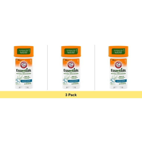 Arm & Hammer Essentials Deodorant Stick with Natural Deodorizers Juniper Berry - 3 Pack