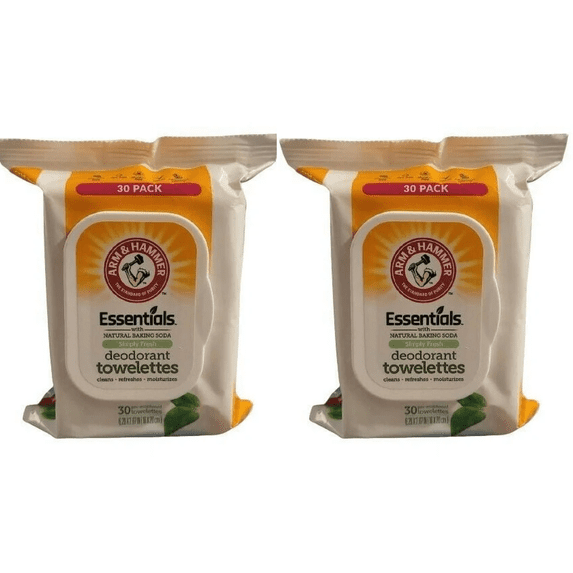 Arm & Hammer Essentials Deodorant Towelettes 30 Count Each Pack Of 2