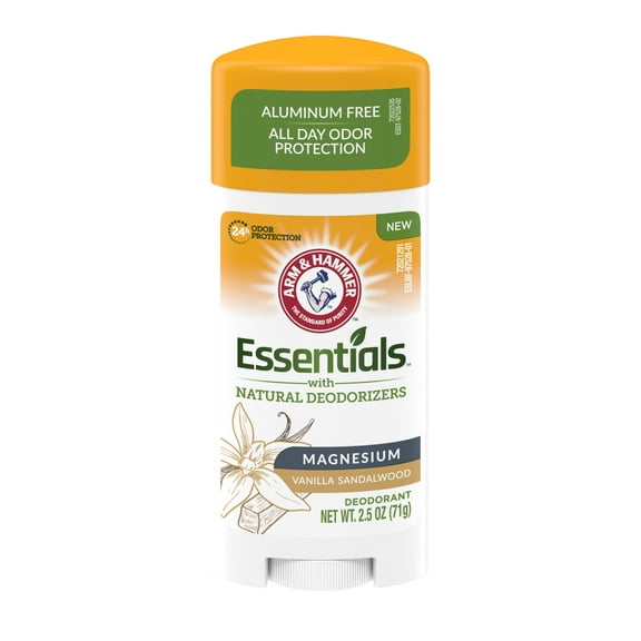 Arm & Hammer Essentials Deodorant with Magnesium, Vanilla Sandalwood, Aluminum Free  Paraben Free, 1-Count