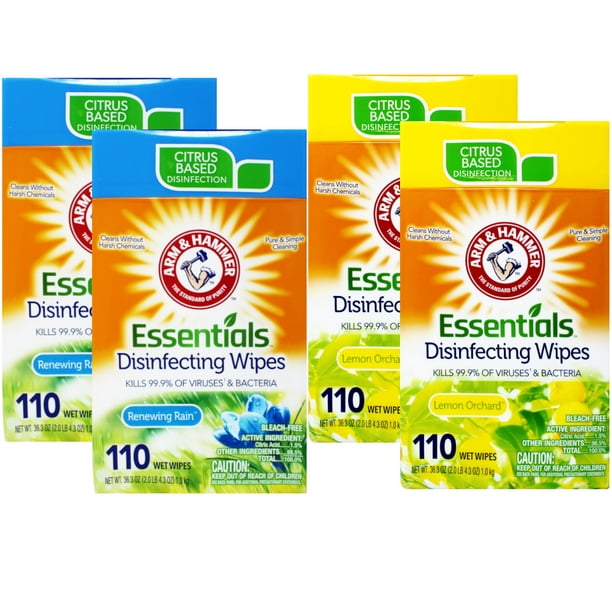 Arm & Hammer Essentials Disinfecting Wipes, Lemon Orchard and Renewing