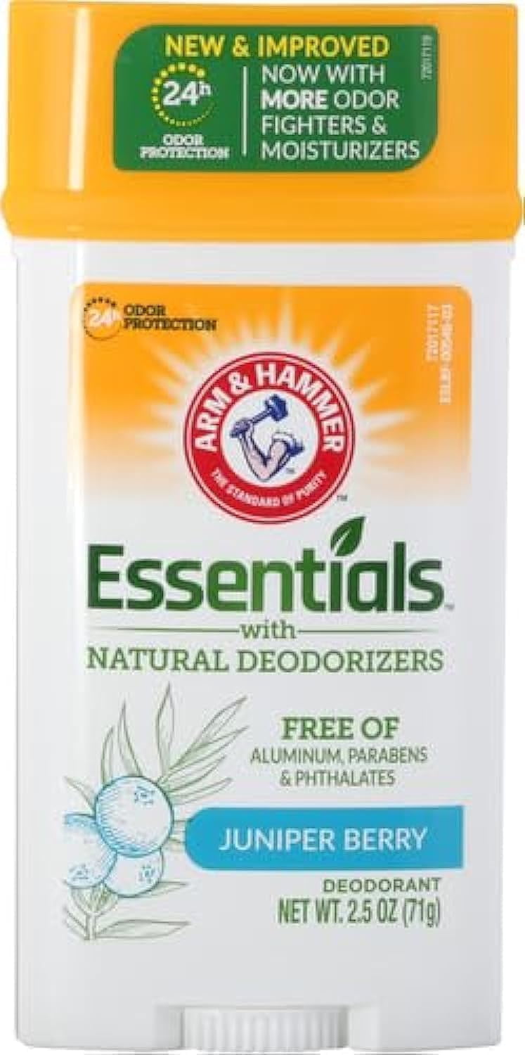 Arm & Hammer Essentials Natural Deodorant CLEAN Juniper Berry Wide Stick 2.5 oz (Pack of 6)