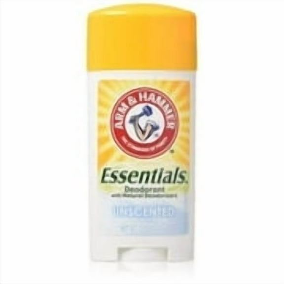 Arm & Hammer Essentials Natural Deodorant Solid, Unscented, 2.5 Ounce (Pack of 3)