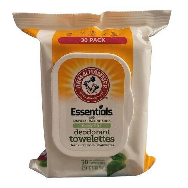 Arm & Hammer Essentials Simply Fresh Deodorant Towelettes 30ct (2 PACK