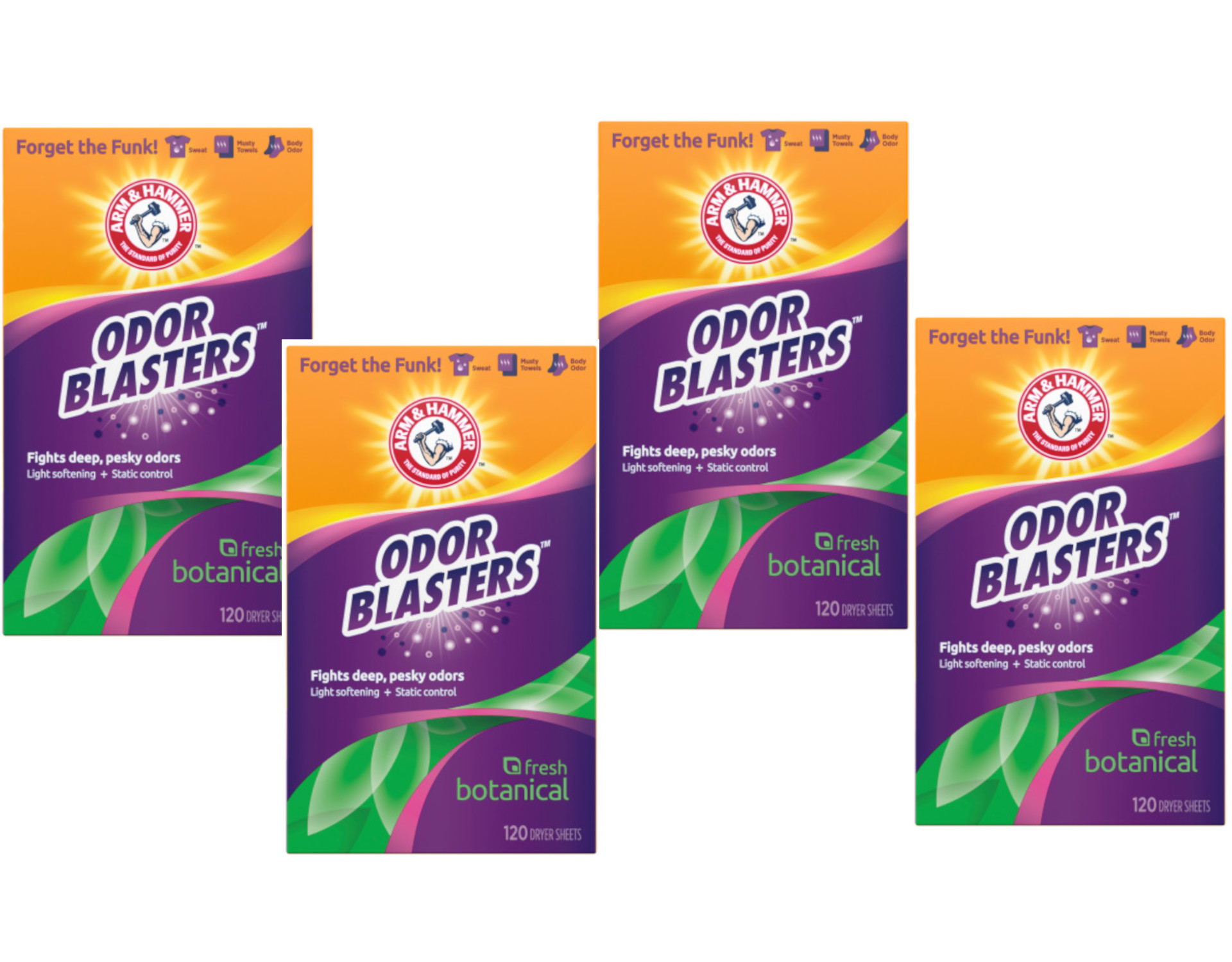 Arm & Hammer Fabric Softener Dryer Sheets, Odor Blaster Fresh Botanical