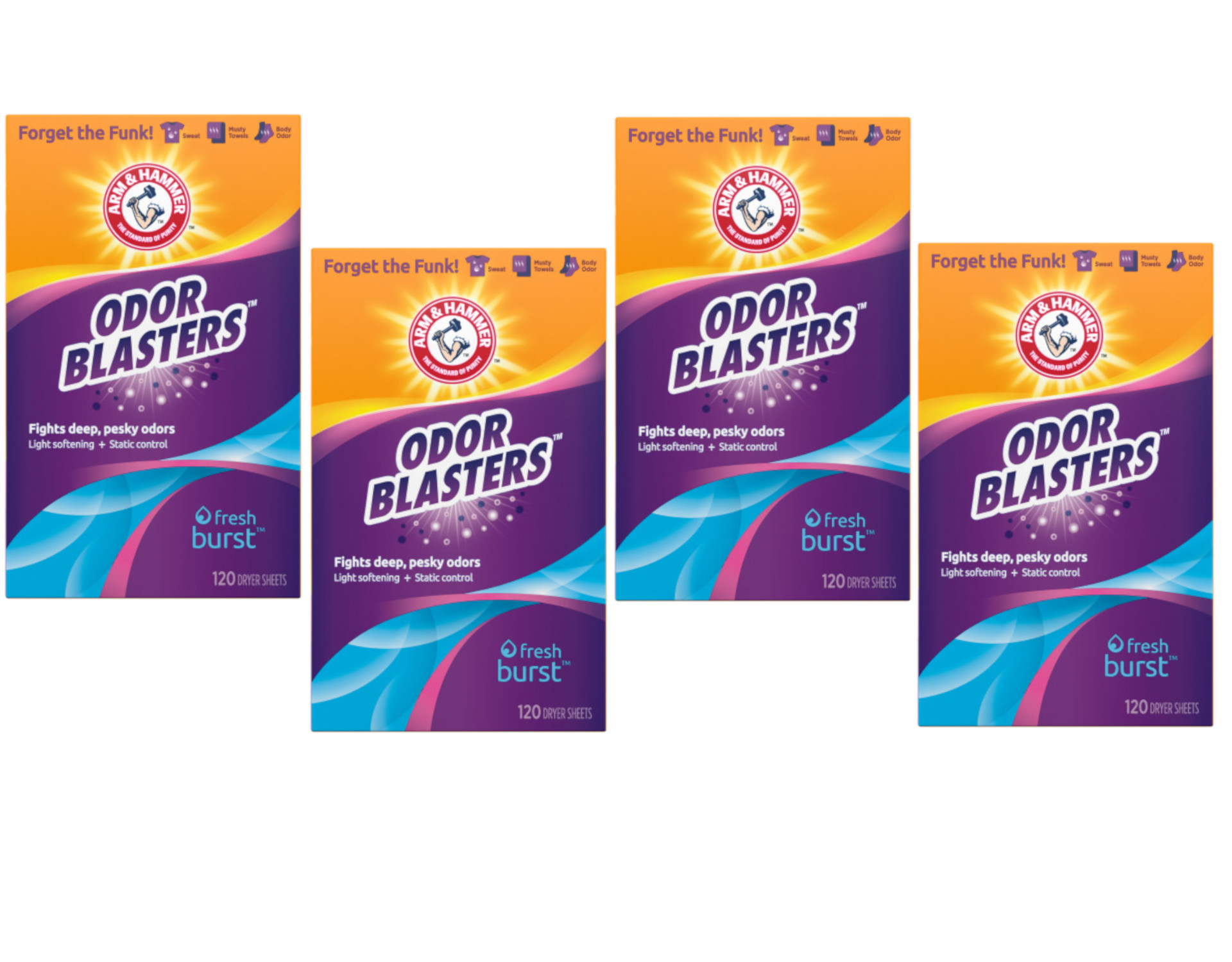 Arm & Hammer Fabric Softener Dryer Sheets, Odor Blaster Fresh Burst