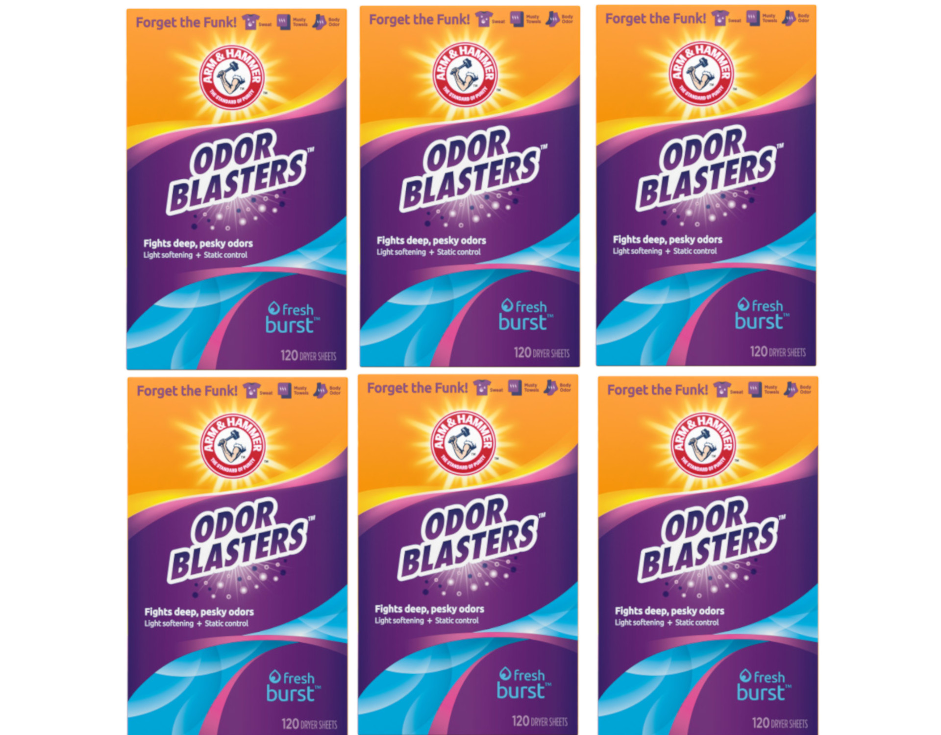 Arm & Hammer Fabric Softener Dryer Sheets, Odor Blaster Fresh Burst
