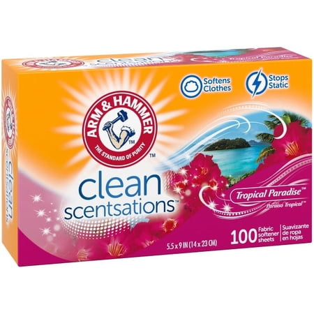 Arm & Hammer Fabric Softener Dryer Sheets, Tropical Paradise Scent, 100 Count