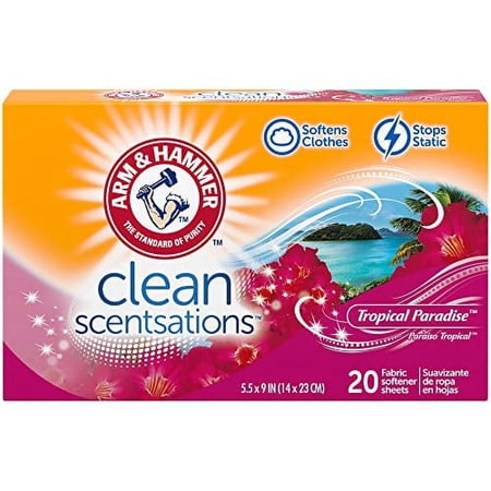 Arm & Hammer Fabric Softener Sheets, Tropical Paradise, 20 Count, 3 Pack