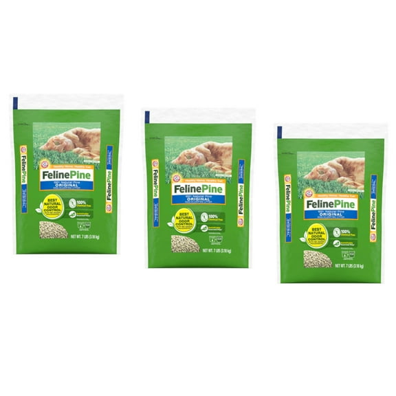 Arm & Hammer Feline Pine 100% Natural Original Non-Clumping Cat Litter, 7 Lbs. - Pack of 3