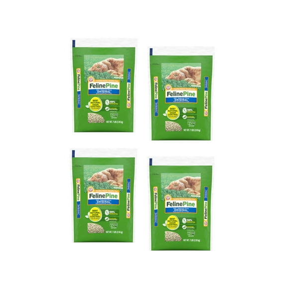 Arm & Hammer Feline Pine 100% Natural Original Non-Clumping Cat Litter, 7 Lbs. - Pack of 4