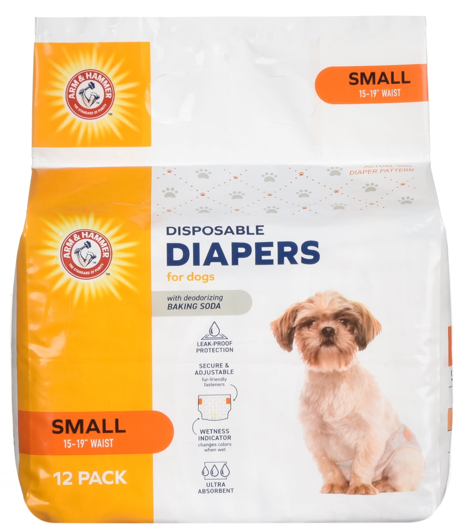 Arm & Hammer Female Dog Diapers, Size Small, 12 Count | Ultra-Absorbent, with Leak-Proof Protection