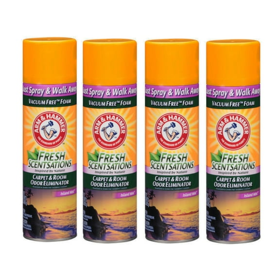 Arm & Hammer Fresh Scentsations Carpet & Room Odor Eliminator Vacuum Free Foam, Island Mist Scent, 15 Ounce - 4 Pack