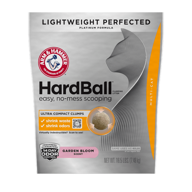 ARM & HAMMER Hardball Clumping Cat Litter, Lightweight Platinum, Multi