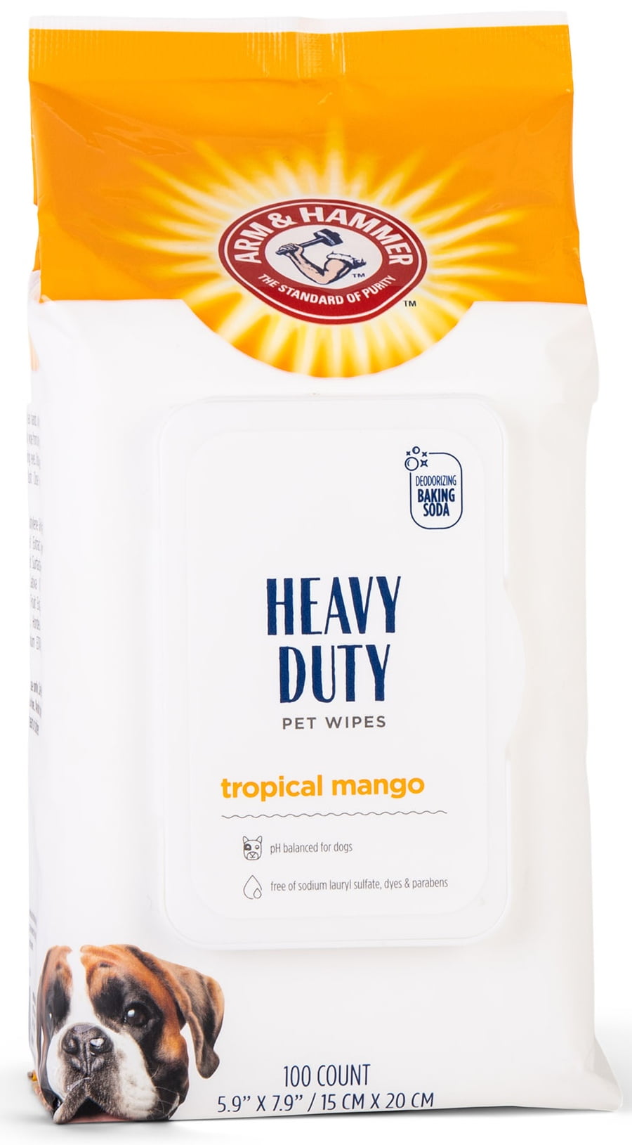 Arm & Hammer Heavy Duty Multi-Purpose Dog Wipes with Tropical Mango Scent, 100 Count