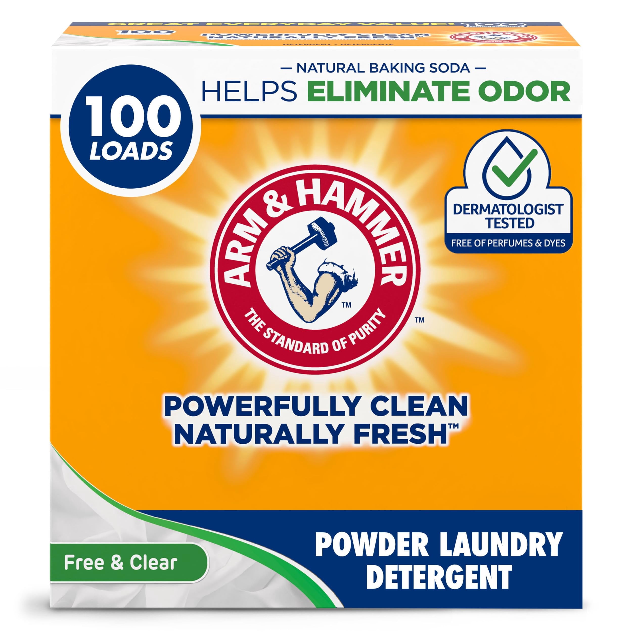 Arm & Hammer Laundry Detergent, Free AIS1&nbsp;of Perfume & Dyes, Powder, 100 Loads, 6.16 lb