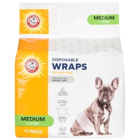 Arm & Hammer Male Dog Wraps, Medium 12 Ct | Ultra-Absorbent with Leak-Proof Protection