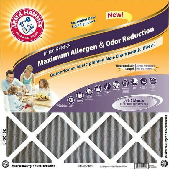 Arm & Hammer Maximum Allergen & Odor Reduction Air Filters, 30"H x 20"W x 1"D, Pack Of 4 Air Filters
