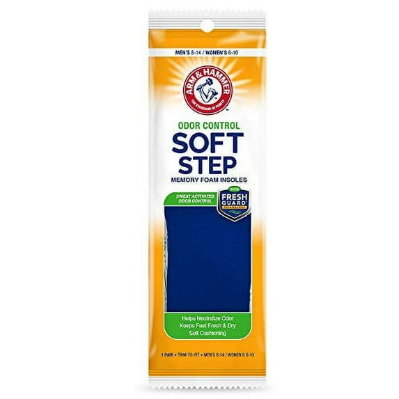 Arm & Hammer Odor Control Soft Step Insoles, Memory Foam Insoles, 1 Pair