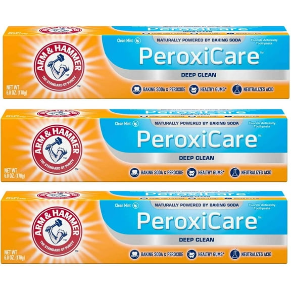 Arm & Hammer PeroxiCare Healthy Gums Toothpaste, Baking Soda & Peroxide, Fresh Mint, 6 Ounce (Pack of 3)