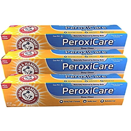 Arm & Hammer Peroxicare Healthy Gums Toothpaste, Baking Soda & Peroxide, Fresh Mint, 6 Ounce (Pack Of 3)